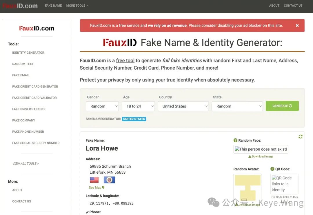 fauxid 生成信息